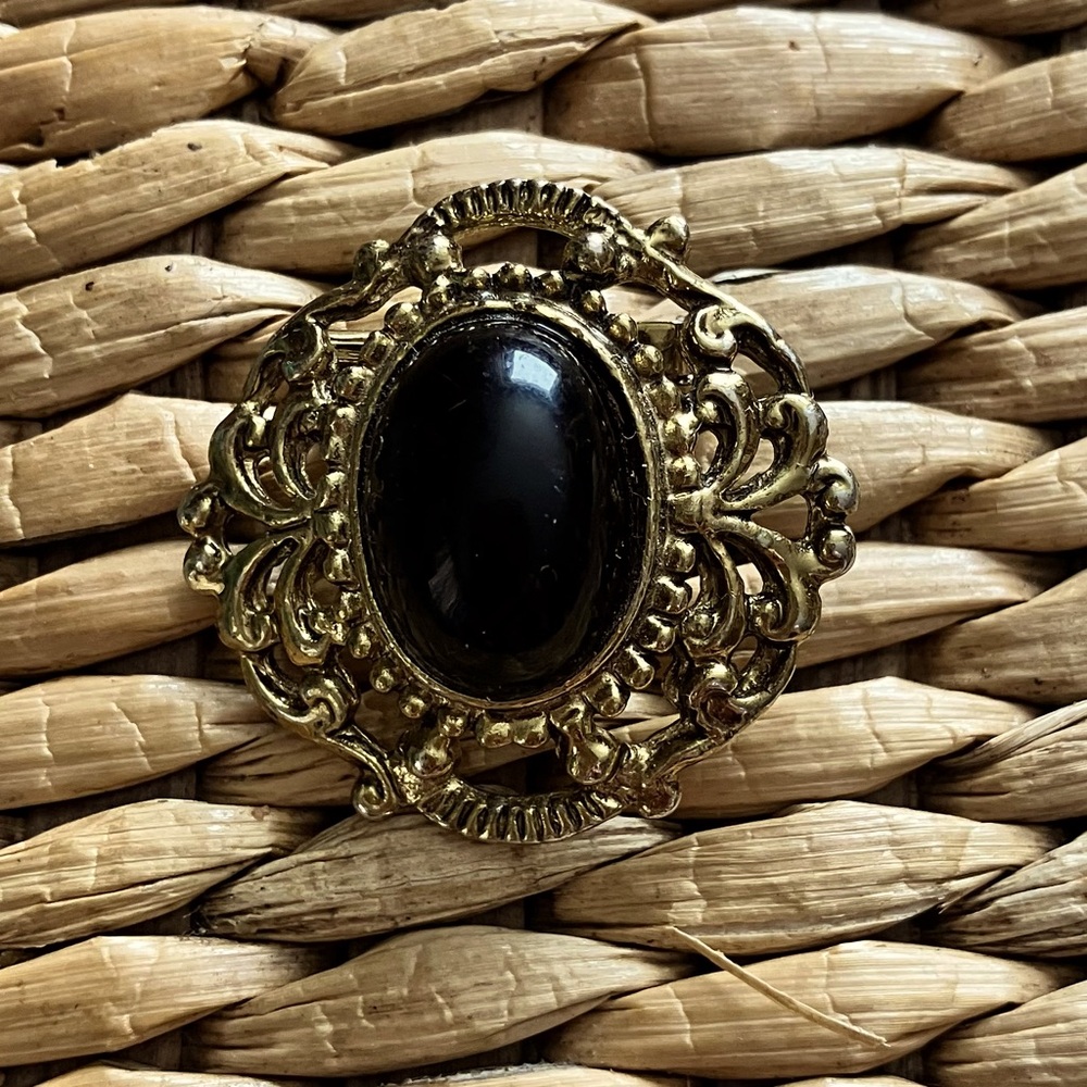 Small Gold Pin w/ Black Bead, Costume Jewelry